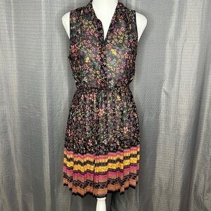 AMERICAN RAG SMALL FLORAL SLEEVELESS MIDI SHEER DRESS